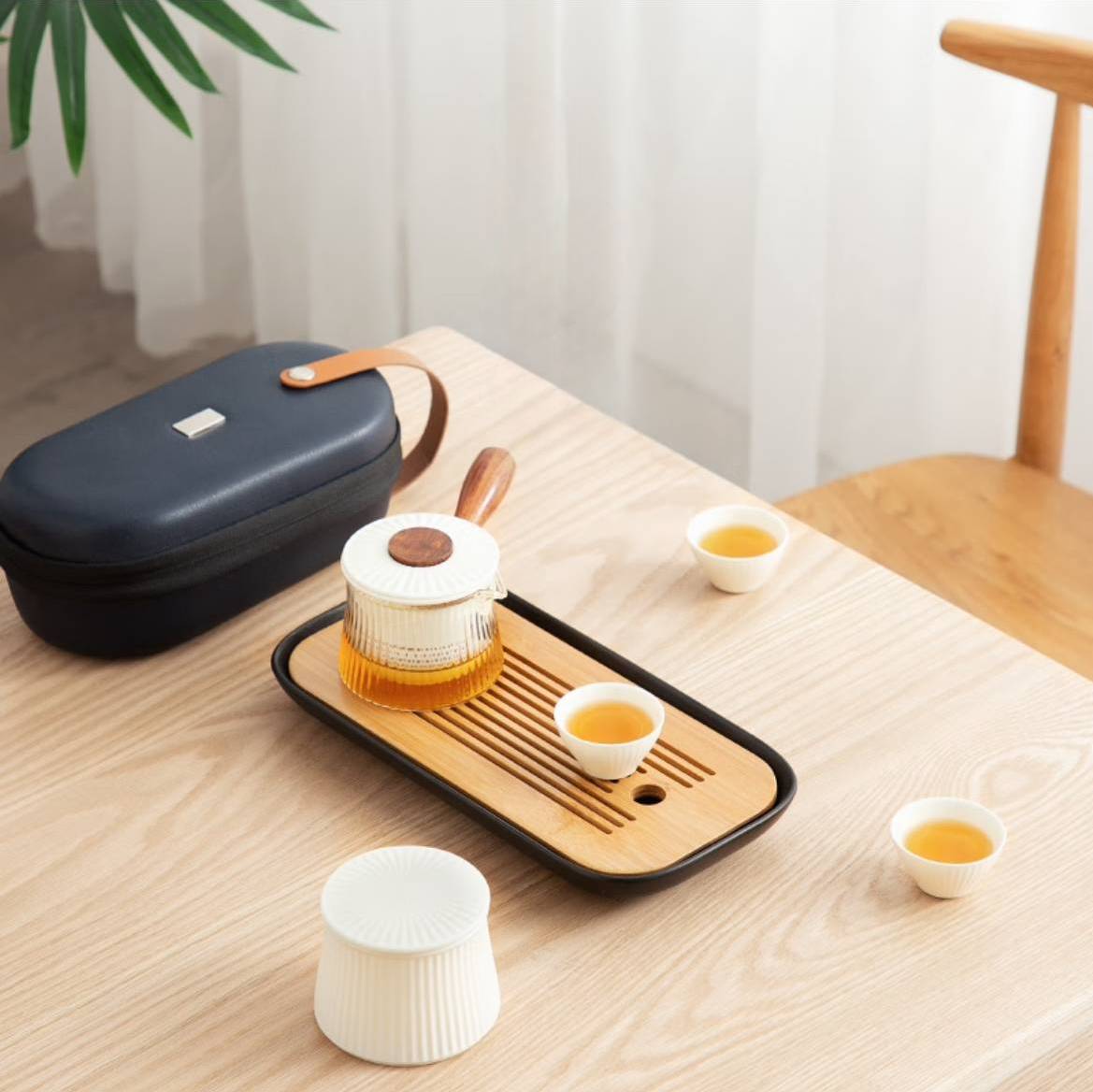 Portable Tea Set With Case |"Dongli" Travel Tea Set With Tray| Ci & Ti